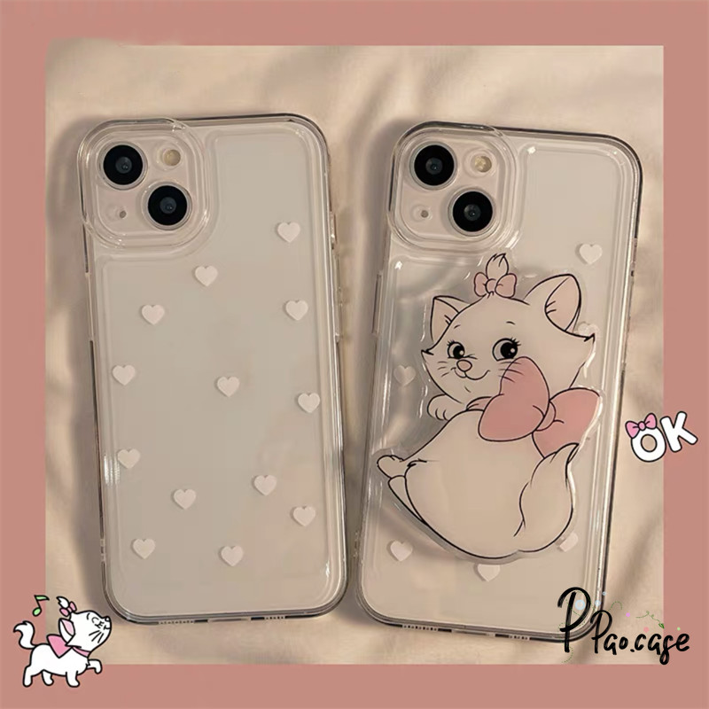 สำหรับ IPhone 11 14 17 15 16 13 12 Pro Max XS XR X Max 8 7 16 15 Plus SE เคสใสนุ่มน่ารักสีขาวรูปหัวใจแฟชั่นสดใหม่ - รูปที่ 2
