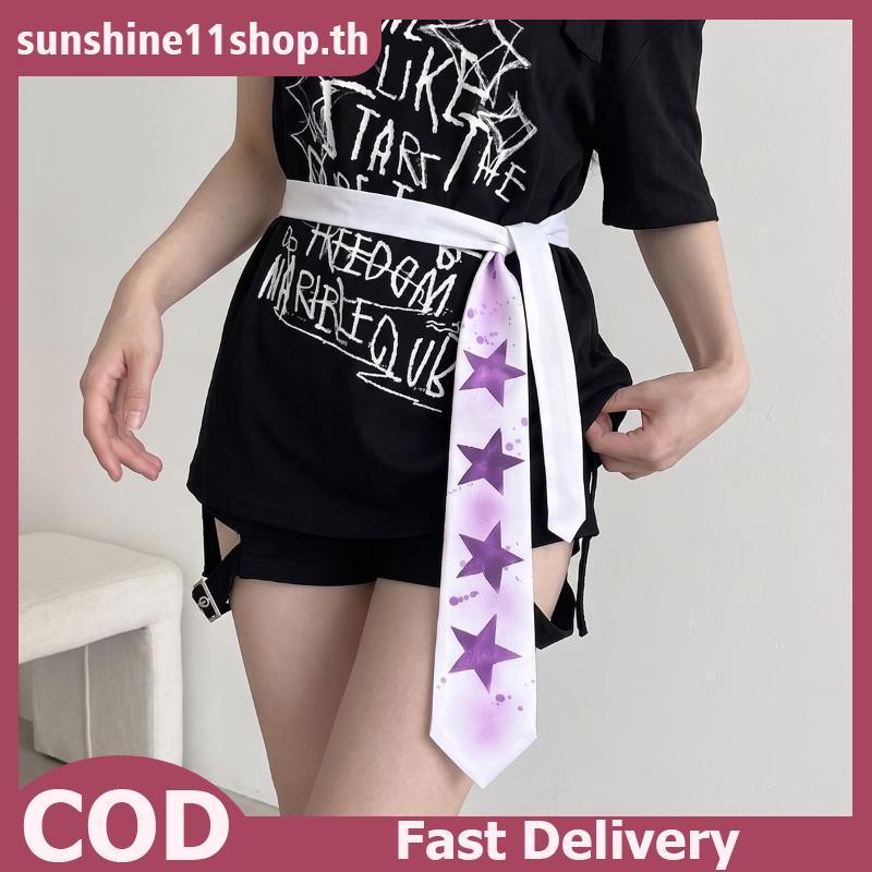 SUNSHOP Retro Y2K Pentagram Tie Casual Star Design หวาน Hand-Tied แฟชั่น Netie สําหรับผู้หญิง Street