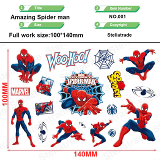 Spider Man การ์ตูนน่ารัก UV DTF สติ๊กเกอร์กันน้ํา Transfer Decal พร้อมพื้นผิวคริสตัล