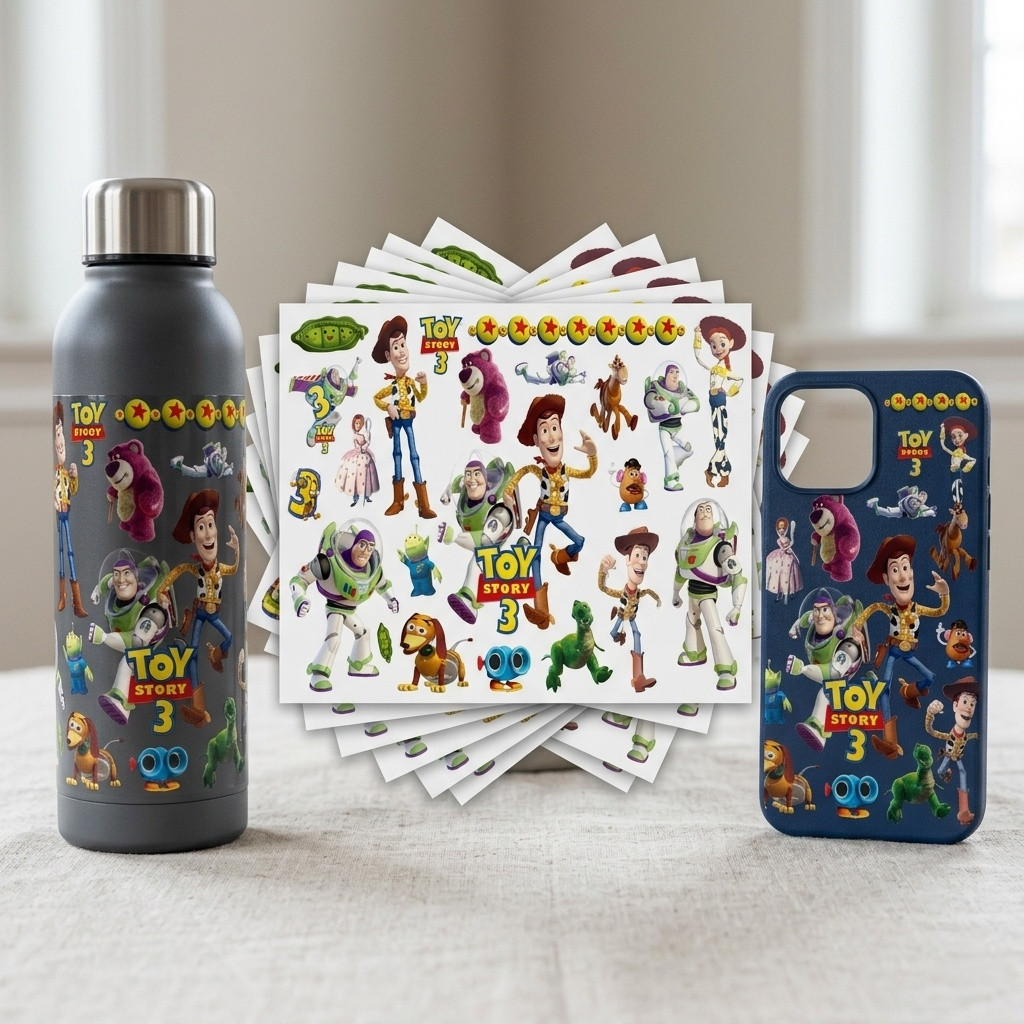 Toy Story การ์ตูนน่ารัก UV DTF สติ๊กเกอร์กันน้ํา Transfer Decal พร้อมพื้นผิวคริสตัล