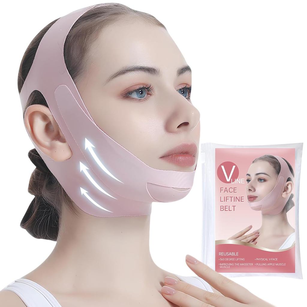 เข็มขัดยกกระชับใบหน้า - สายรัดคางหน้ากากยกสาย V, เทปยกกระชับใบพร้อมสายรัดปรับได้, ลดคางสองชั้นรูปตัว