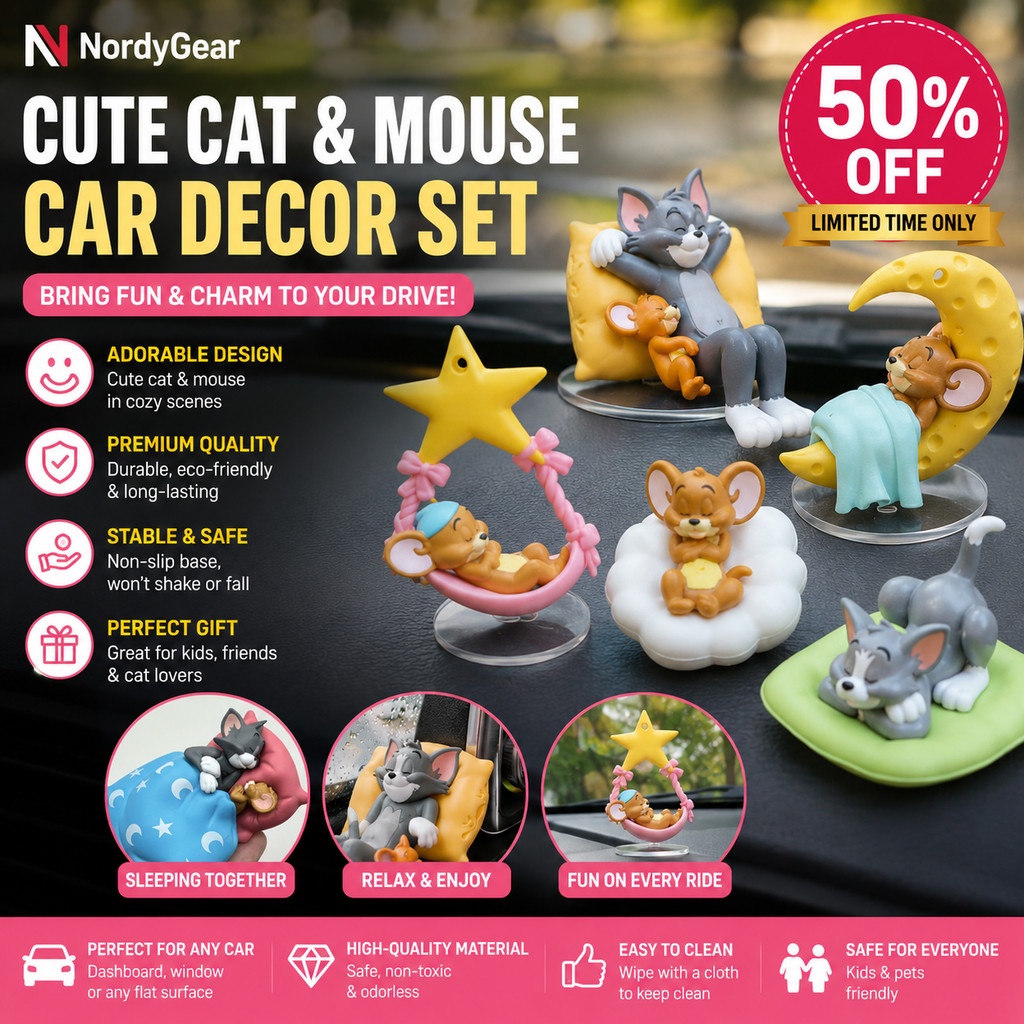 Mini Figures ชุดการ์ตูนของเล่นสะสม Tom Cat Jerry เมาส์ตุ๊กตา Vivid Design รถ Dashboard เครื่องประดับเค้ก Topper Home Desk Decor Easy Place Ideal ของขวัญสําหรับแฟนๆ