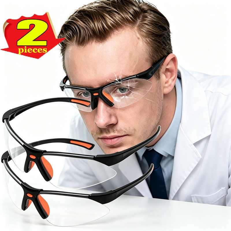 1/2 ชิ้นความปลอดภัยในการทํางาน Anti-Splash Eye Protection Lab Goggles - ขี่จักรยานแว่นตาป้องกันฝุ่นกันลม