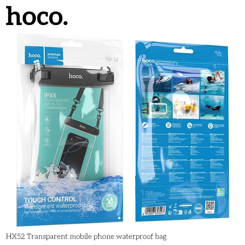 HOCO HX52 ซองมือถือกันน้ำ IP68 ล็อค 2ชั้น สัมผัสได้ ทัชสกรีนได้ ถ่ายรูปได้ ขนาด 7.2นิ้ว ซองกันน้ำ