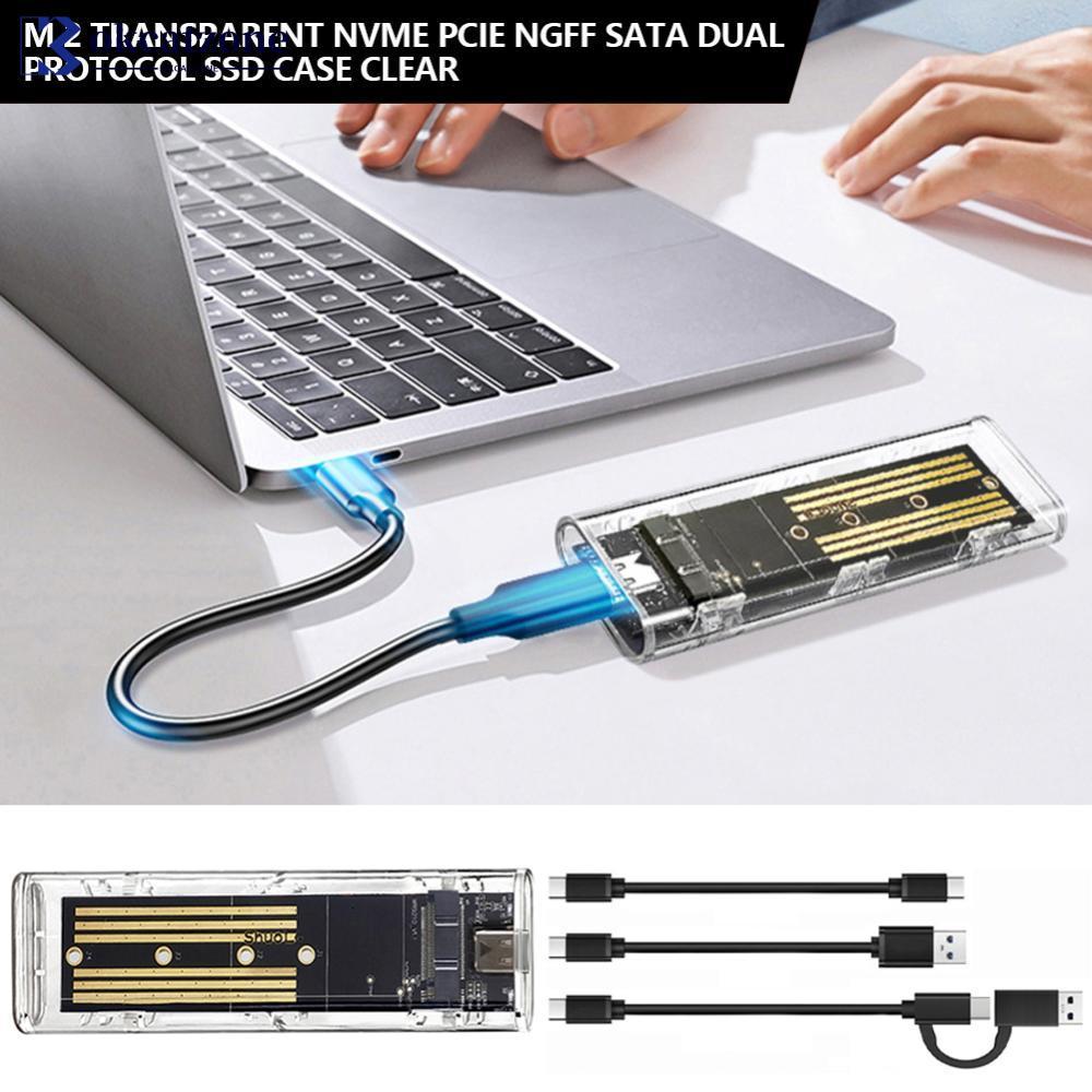 OKCATZONE M.2 โปร่งใส NVME PCIe NGFF SATA Dual Protocol SSD กรณี USB ประเภท C 5Gbps 10Gbps PCI-E M2 