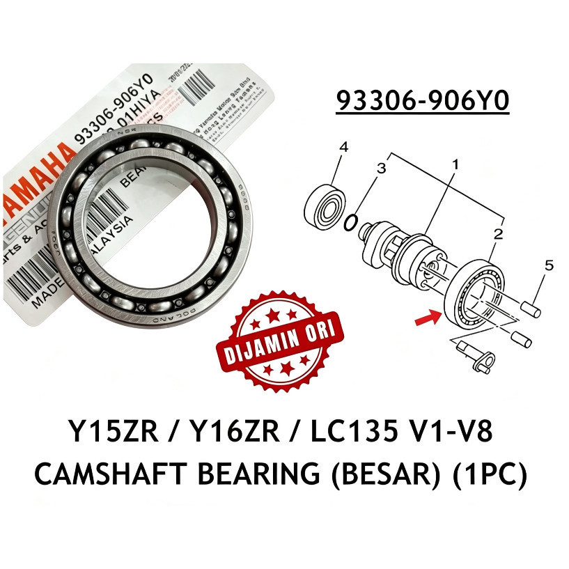 93306-906Y0 YAMAHA 100% PART CAMSHAFT BEARING Y15 / LC135 V1-V8 / Y16 / R15 V1-V4 / R15M / MT15 / NV