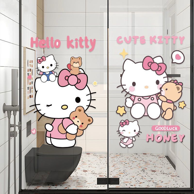 KT cat stickers for room renovation, new waterproof wardrobe stickers, hello kitty cat cute wall sti