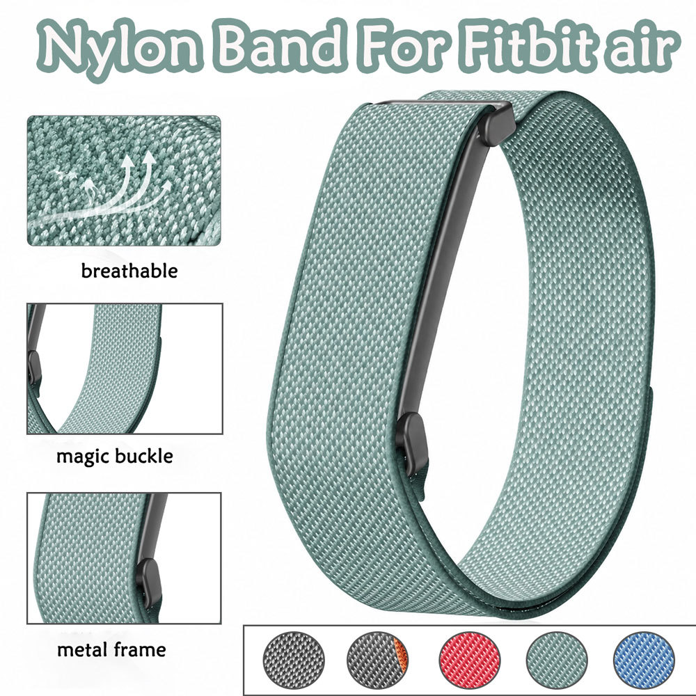 One Piece Nylon Band กรอบโลหะสําหรับ Google Fitbit Air Magic Buckle สายรัดไนลอนระบายอากาศและกันน้ําส