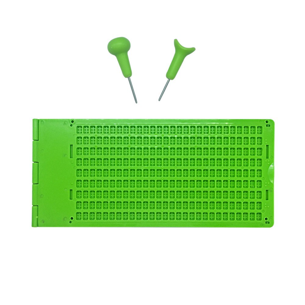 9 เส้น 28 เซลล์ Braille Writing Slate Kit 2 สไตลัส Impaired, Braille Writer เครื่องมือ