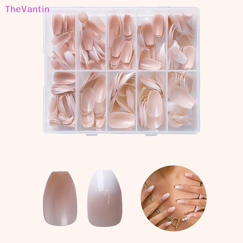 TheVantin 120/240/360 ชิ้น/กล่องGlossy Soft Gel Pink French Nail Tips Medium Almond White Simple Pre