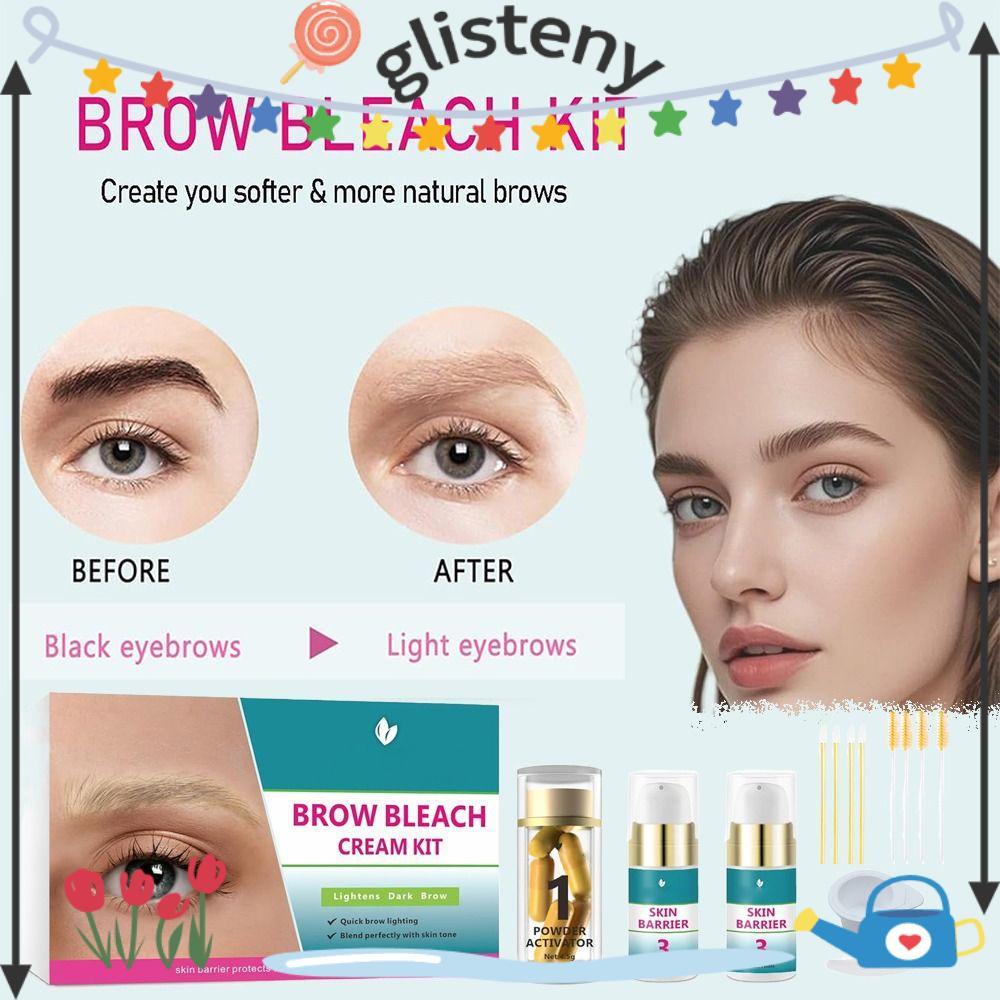 GLISTENY Lightening Kit, Quick Eyebrow Bleach Brow Bleach Kit, Hot No Drip 5 Applications Easy to Us