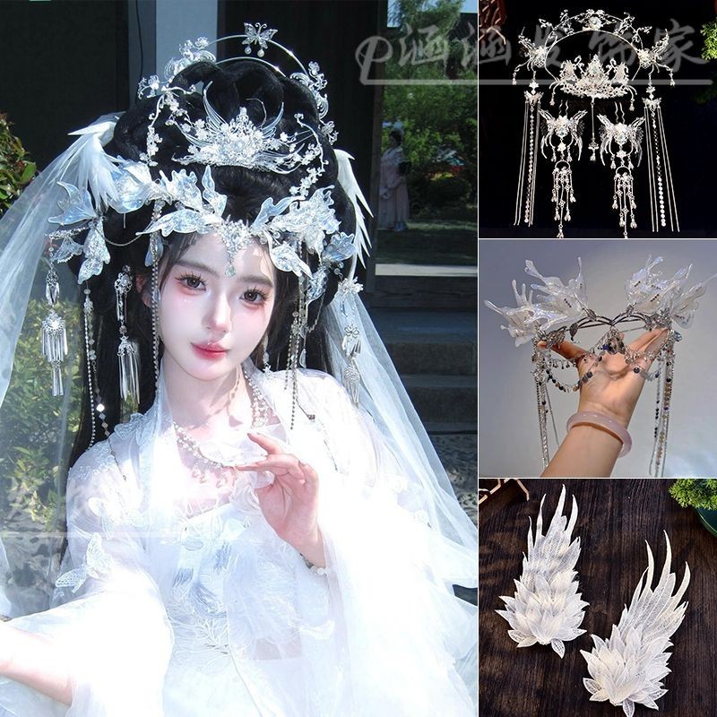 Silver Style Antique Hanfu Headdress Feihong Treading Snow Silver Plated Antique Handmade อุปกรณ์เสร