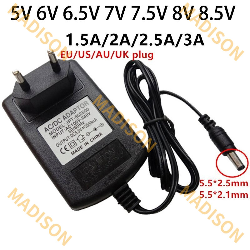 5V 6v 6.5V 7v 7.5V 8v 8.5v Universal 110V ac/dc 6 220 7 6.5 8 7.5V 1.5a อะแดปเตอร์ 2A 2.5A 3A