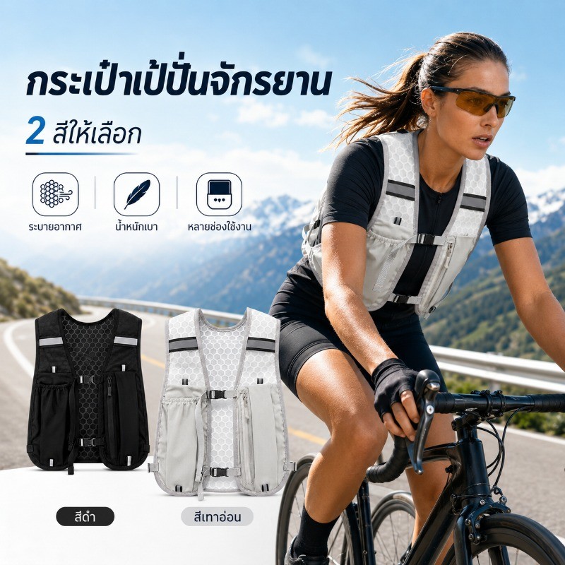 COD แจ็กเก็ตวิ่ง เสื้อกั๊กเก็บขวดน้ําสําหรับวิ่ง ไนลอนกันน้ําพร้อมที่วาง  น้ำหนักเบาที่มีที่เก็บขวดน้ำและโทรศัพท์