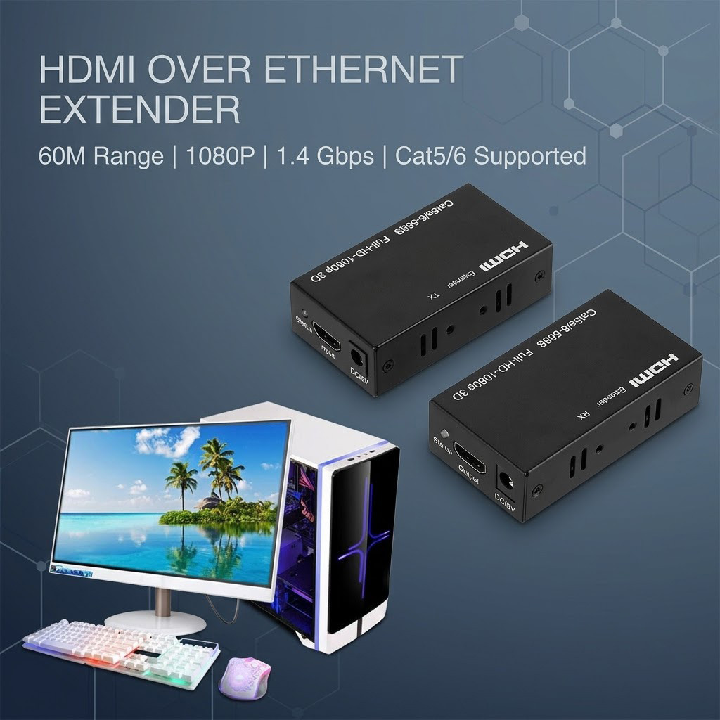 Amkle HDMI Over Ethernet Extender Cat5/6 1080P 60M - AM40