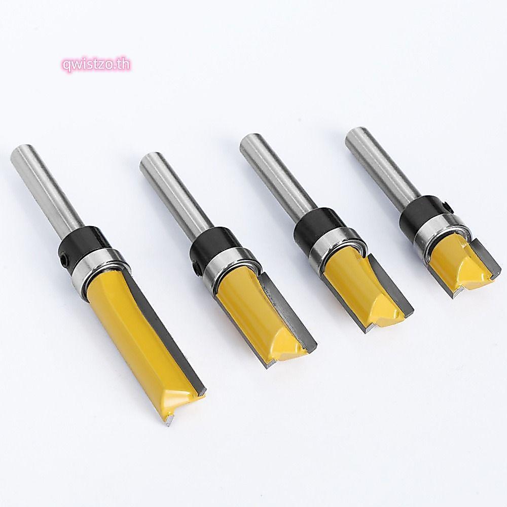 QWISTZO Trim Router Bit, ฟันตรง 6.35m Shank Milling Cutter, สองคมพร้อมแบริ่ง Slotting CUTTER เครื่องมืองานไม้