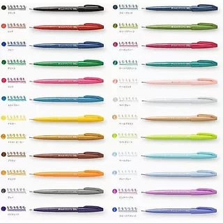 Pentel Brush Sign Pen ปากกาพู่กัน สีพาสเทล สำหรับ Calligraphy