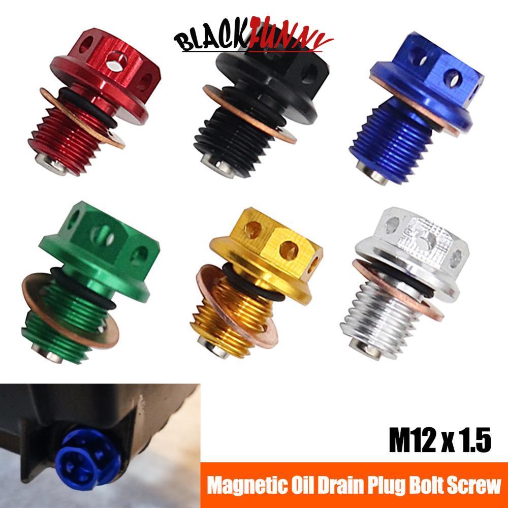 BLACKFUNNY M12 x 1.5 แม่เหล็กท่อระบายน้ําน้ํามันปลั๊ก Bolt สกรูปะเก็นเครื่องซักผ้าสําหรับ Yamaha YZF