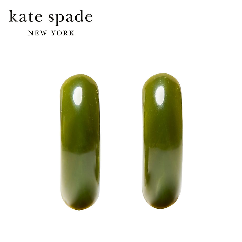 Kate Spade New York ต่างหูห่วงฮักกี้รุ่น Interlock Huggies KM888 300 สี LightGreen
