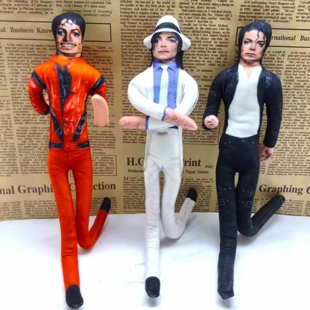 Vintage MJ Michael Jackson คอสเพลย์ Prop ตุ๊กตา Bendable กรอบลวดปรับท่าทาง Plush รูปตกแต่งบ้านแฟนคอลเลกชันของขวัญ