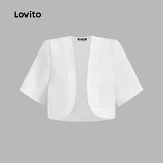 Lovito สง่างาม เบลเซอร์เรียบง่ายสำหรับฤดูใบไม้ร่วง/ฤดูหนาว เบลเซอร์สีขาวสำหรับผู้หญิง เกาหลี อินเทรนด์ L156AD182