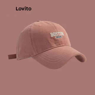 Lovito แคชชวล หมวกเบสบอลตัวอักษรบอสตันลําลองสําหรับผู้หญิง LFA09617