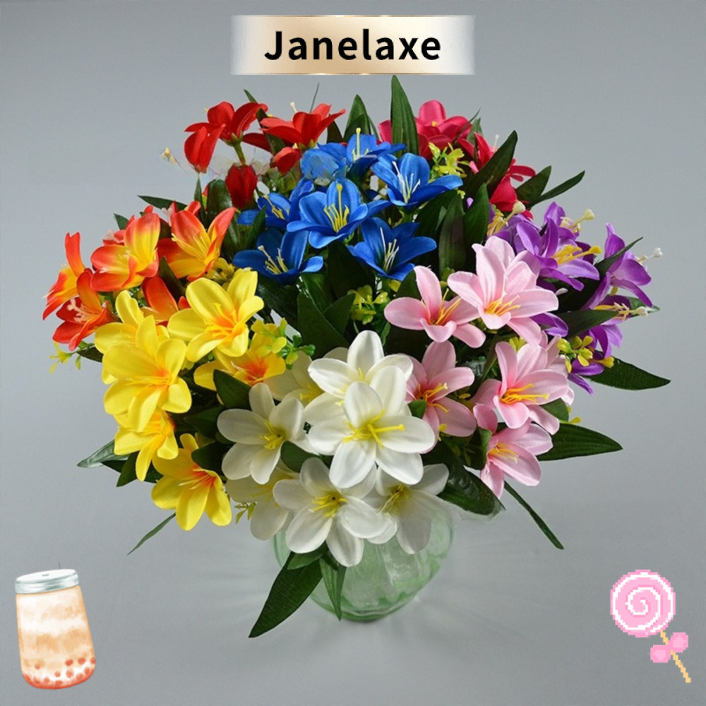 JANELAXE ประดิษฐ์ Lily ดอกไม้, 30 ซม.ผ้าไหมปลอม Lily Bouquet, Vivid 7 หัวปลอมเจ้าสาวดอกไม้สําหรับเครื่องประดับตกแต่งบ้านงานแต่งงาน