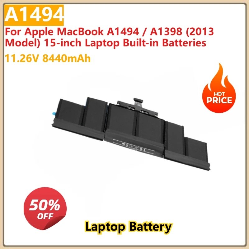 แบตเตอรี่แล็ปท็อปทดแทน A1494 11.26V 8440mA แบตเตอรี่ในตัวสําหรับ Apple MacBook A1494 / A1398 (รุ่น 2