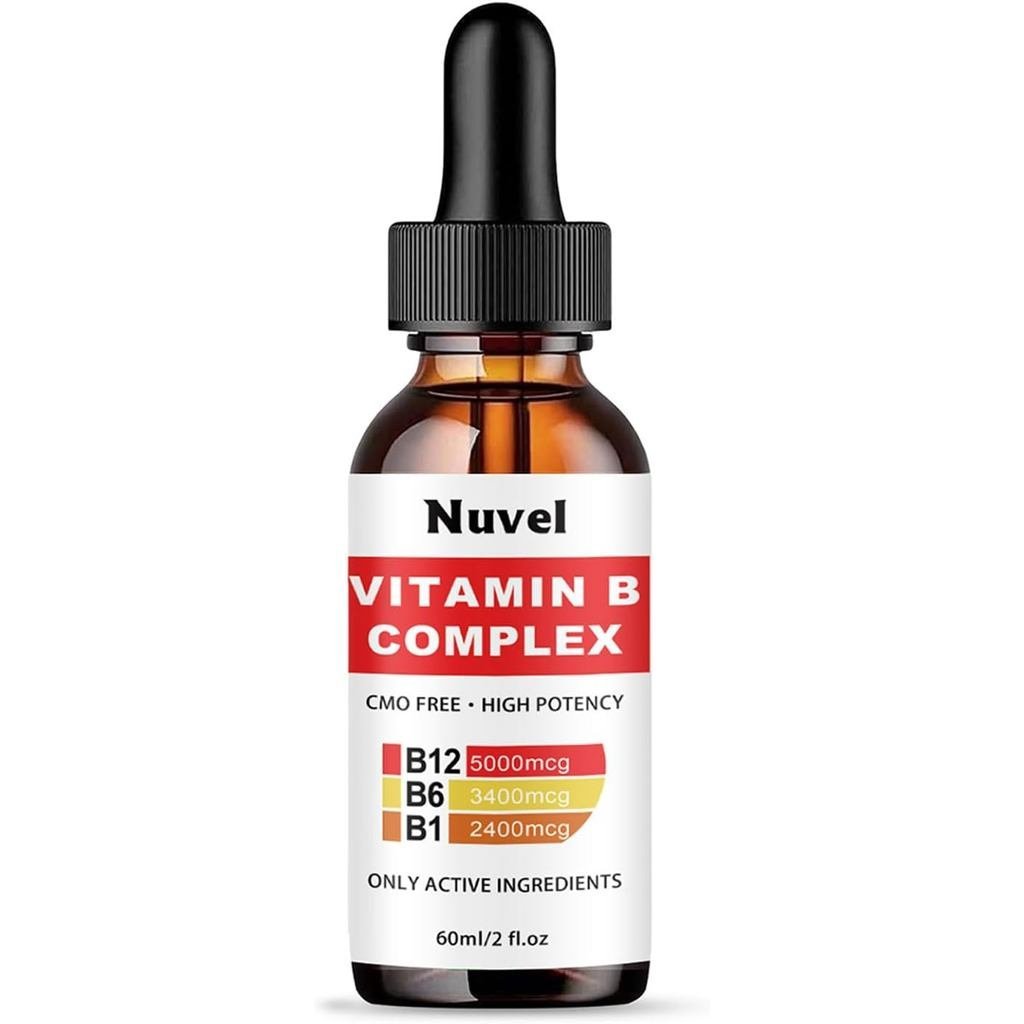 Nuvel Vitamin B Complex with B12, B1, B6, Essential Vitamin 5-in-1 Vitamin B Complex Liquid Drops