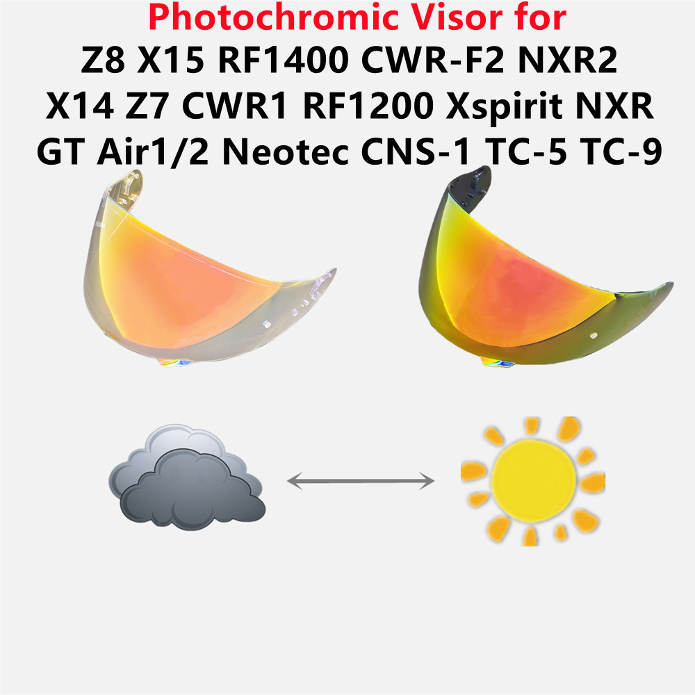 Photochromic Shield สําหรับ SHOEI Z8 X15 RF1400 CWR-F2 NXR1/2 X14 Z7 CWR1 RF1200 Xspirit GT Air1/2 N