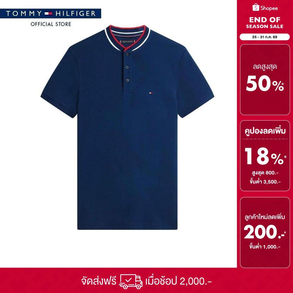 Tommy Hilfiger เสื้อโปโล ผู้ชาย รุ่น MW0MW34752 DCC - สีน้ำเงิน ทรง Slim
