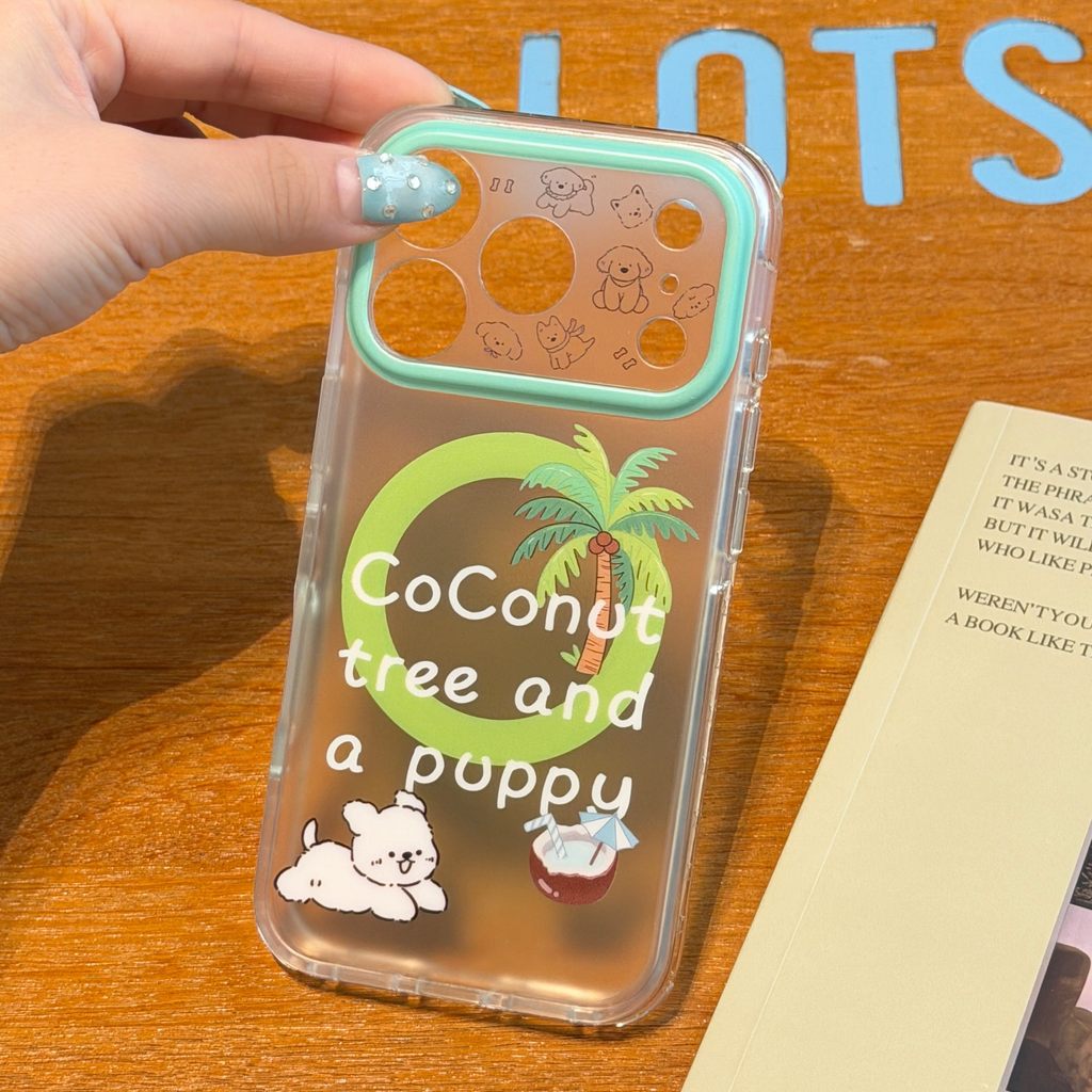 สําหรับ iphone17promax case 16 15 14pro/ Magnetic Coconut Tree Puppy / iphone case 16PROMAX 15PRO 14