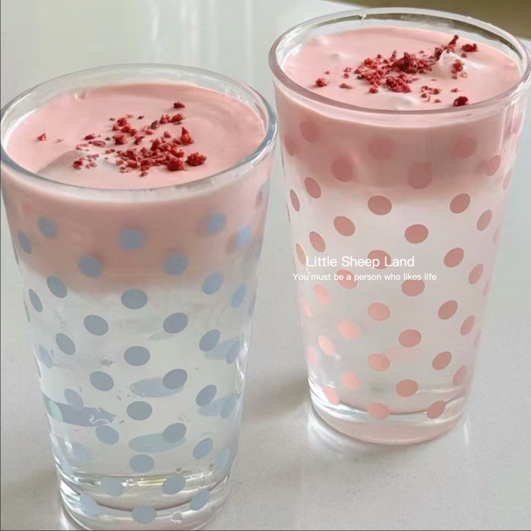 แก้ว แก้วน้ำ แก้วกาแฟ insลายจุด2สี420ml  พร้อมส่ง