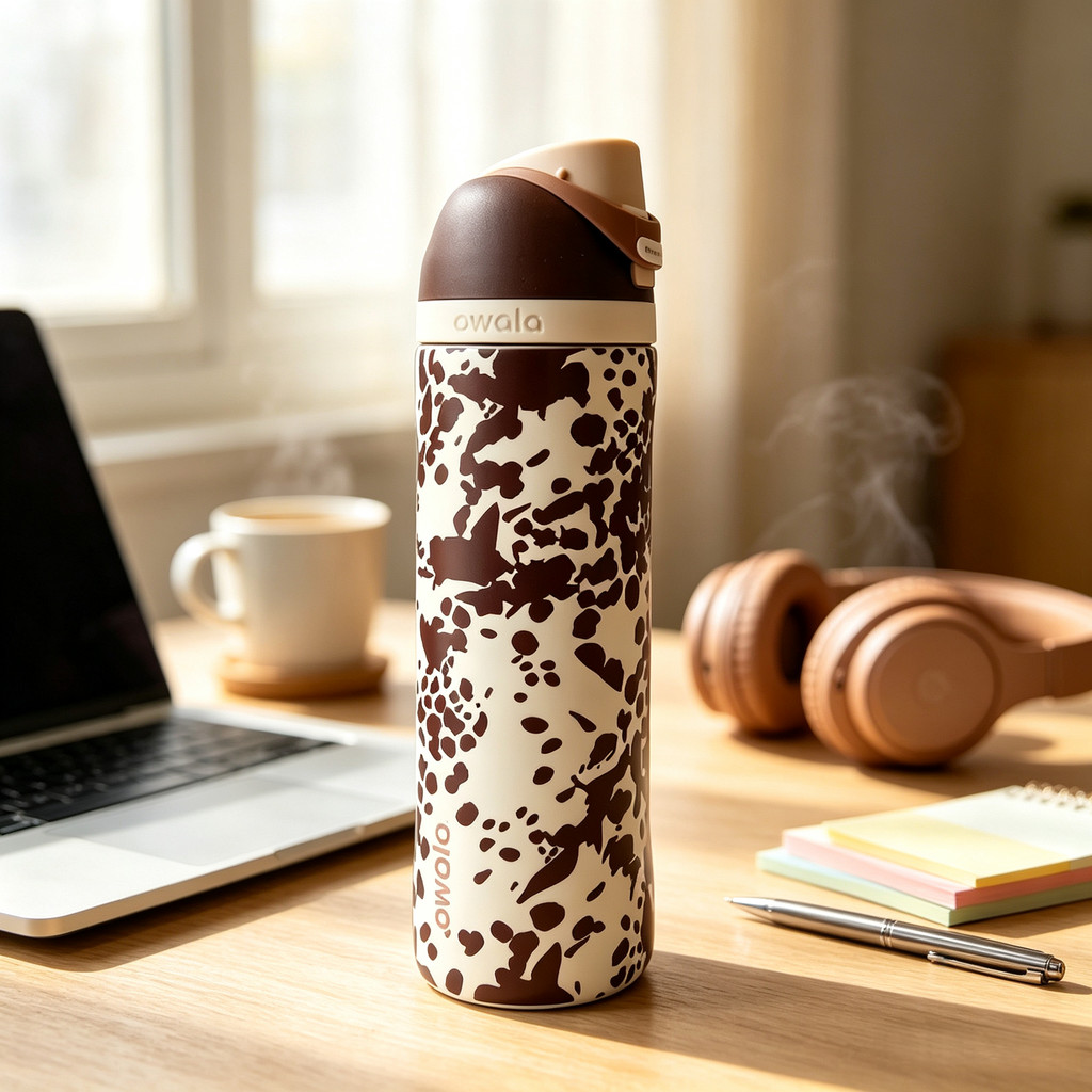 Owala FreeSip ฉนวนขวดน้ําสแตนเลส 24oz 32oz Leakproof Flip ฝาปิดหลอดในตัวแก้วกีฬา BPA ฟรีขวดให้ความชุ่มชื้นสําหรับเดินทางแบบพกพา
