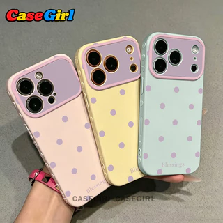สำหรับ iPhone 15 17 16 13 11 12 14 Pro Max 15 14 16 Plus ลายจุดคัลเลอร์เรียบง่าย ข้างเคสหัวใจ เคสหน้าต่างกล้อง