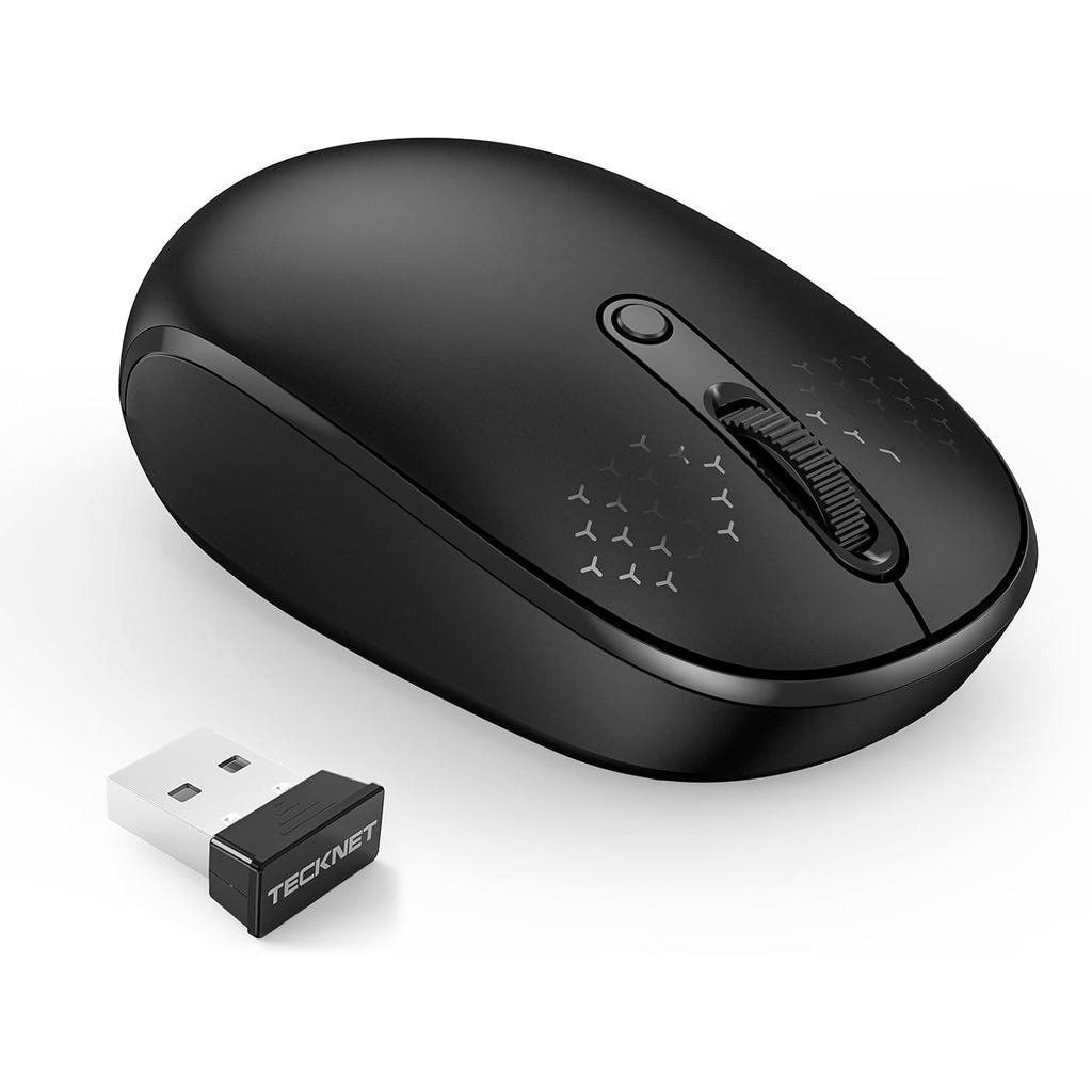 TECKNET สําหรับ เมาส์คอมพิวเตอร์เงียบ 2.4G พร้อมตัวรับสัญญาณ USB, แบบพกพา 4 ปุ่มสําหรับ Chromebook, 
