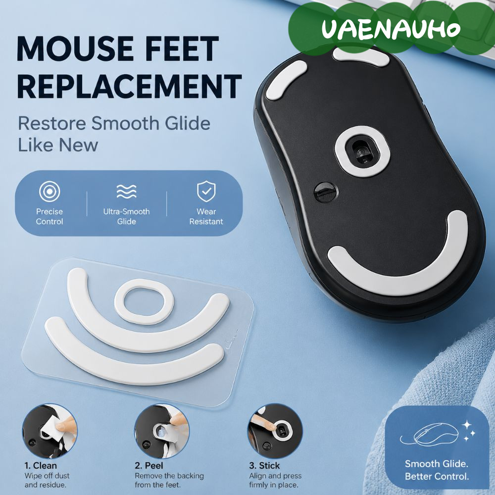 UAENAUH0 Mouse Skates, Smooth Glide Low Friction Mouse Feet, Premium Durable PTFE Mouse Glides สําหร