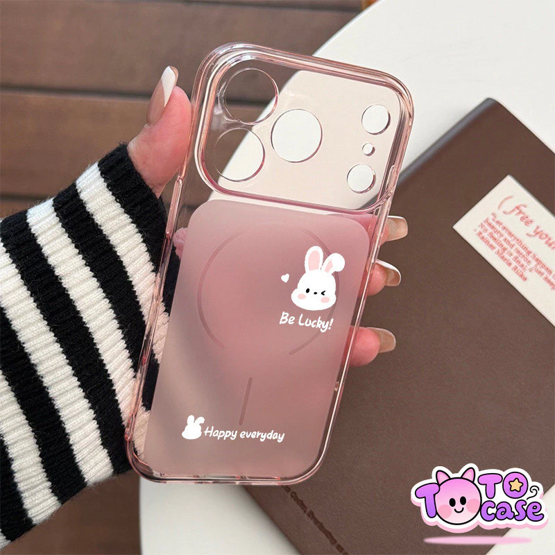 เคสการ์ตูนกระต่ายขาวสีชมพูไล่เฉด เหมาะกับ IPhone 17 16 14 15 13 12 11 Pro Max 16 15 14 Plus Air 16 13 12 Pro เคสTPU