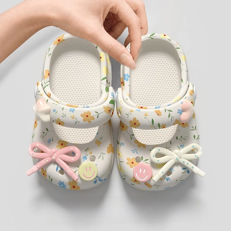 AYUER รองเท้าแตะ DIY สําหรับเด็กกันลื่นพิมพ์ลาย Mary Jane