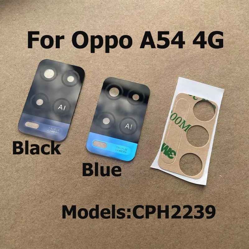 สําหรับ Oppo A54 เลนส์กล้องด้านหลังด้านหลังพร้อมชิ้นส่วนซ่อมสติ๊กเกอร์ CPH2239