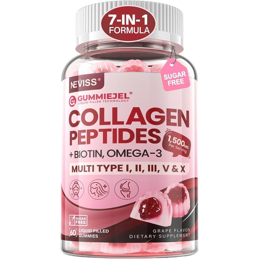คอลลาเจนเปปไทด์สําหรับผู้หญิง Men wOmega 3 + ผิวผมและเล็บ s Marine Grass Fed 1500mg Hydrolyzed Colla