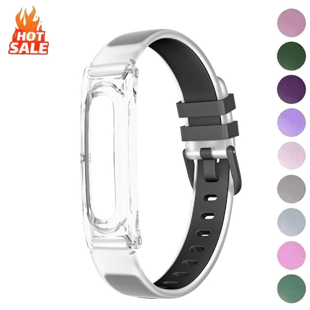 ซิลิโคนเยลลี่สายรัดกีฬา + กรอบ PC โปร่งใสสําหรับ Google Fitbit Air สร้อยข้อมือยาง Breathable Band สายรัดข้อมืออุปกรณ์เสริม