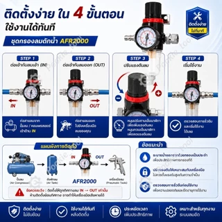 💥พร้อมส่ง💥ชุดฟิลเตอร์ ดักน้ำ พร้อมตัวตั้งลม 1/4"ชุดกรองลมดักน้ำปรับแรงดันลม AFR2000ตัวดักน้ำปั๊มลมและตั้งแรงดันลมพร้อมเก