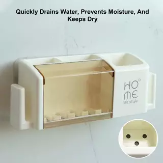 GOOD ติดผนัง Multi-Functional ห้าหลุมผู้ถือแปรงสีฟันห้องน้ํา Ra สําหรับครอบครัว Organizer แปรงสีฟันชั้นวางยาสีฟัน DDC