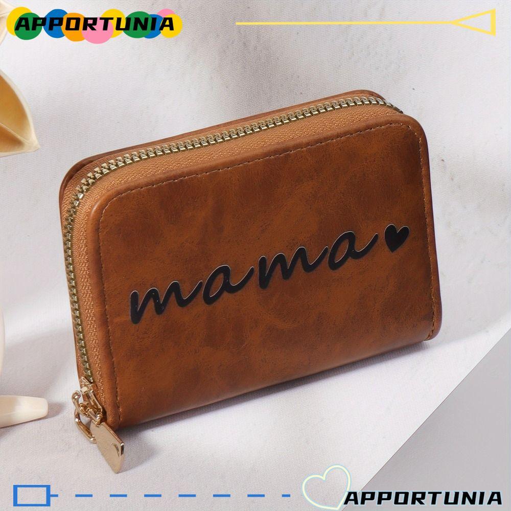APPORTUNIA Card Holder Wallet, Multi-Slot PVC Coin Wallet, Minimalist mama Printing Money Clip Zippe