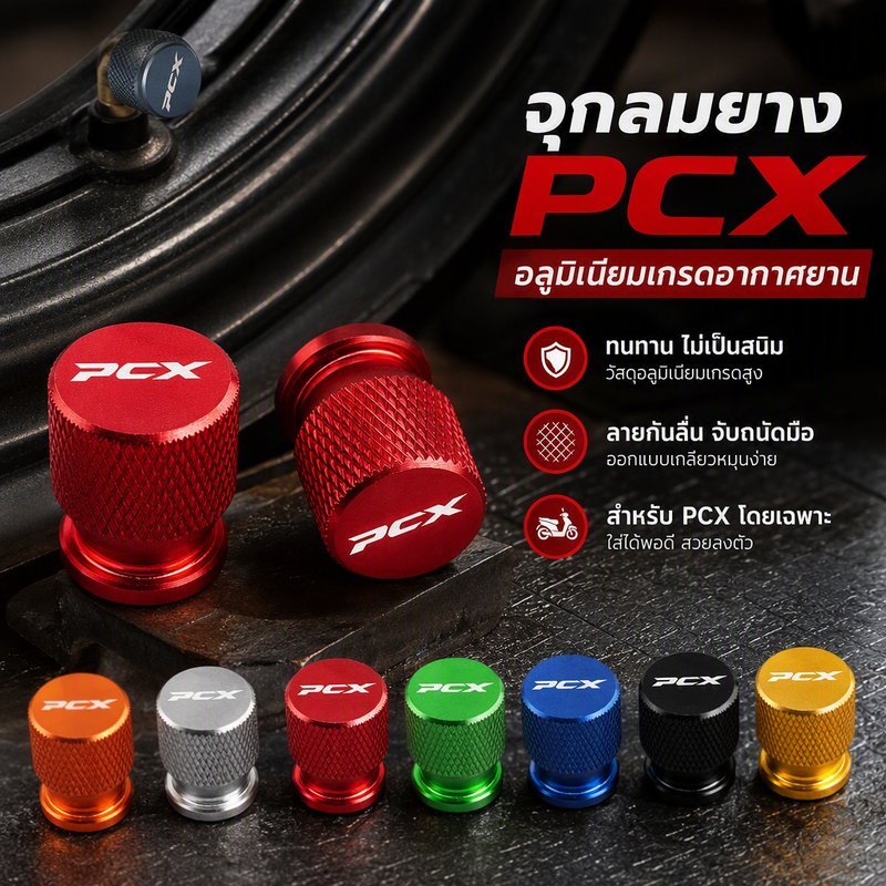 ฝาปิดจุกลมล้อ อลูมิเนียม CNC กันฝุ่น สำหรับ Honda PCX160 PCX150 PCX125 ADV150 เซต2ชิ้น