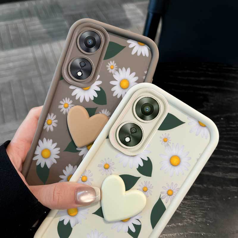 3 ชิ้น (Attractive Daisies เคสโทรศัพท์ + Love Lanyard + ขาตั้ง) สําหรับ OPPO A2x/A3 4G/A3 5G/A3X 4G/
