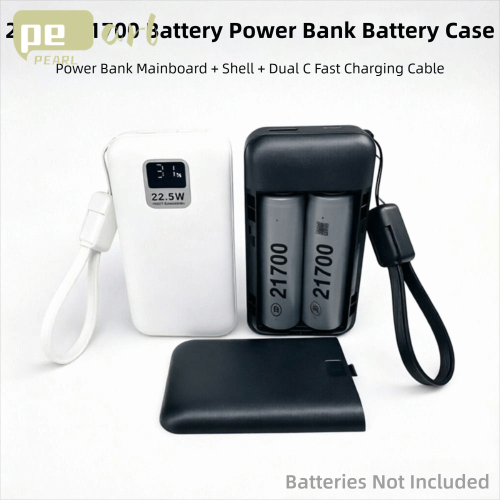 PEARLTH Power Bank ,ที่ว่างเปล่าสําหรับ 2 ชิ้น 21700 แบตเตอรี่เปลือกที่อยู่อาศัย,กล่องแบตเตอรี่ที่ว่างเปล่าที่ถอดออกได้ (ไม่รวมเครื่องประดับ)