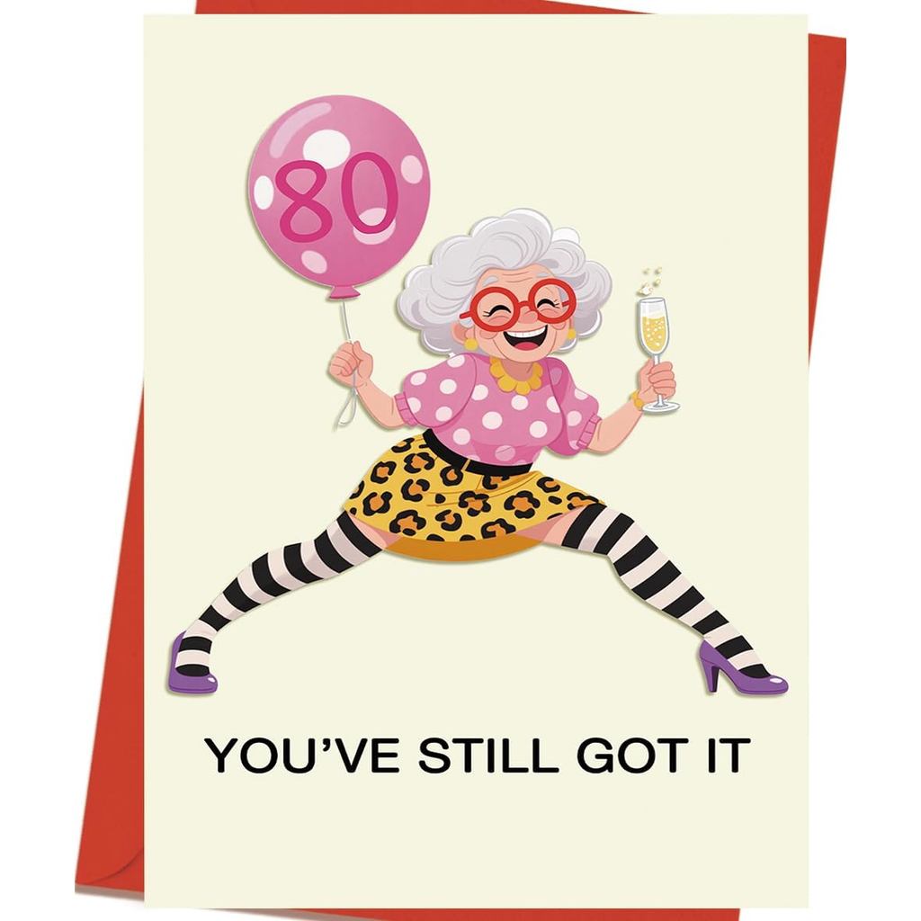 OJsensai Happy 80th Birthday Card ของขวัญสําหรับผู้หญิง,ตกแต่งวันเกิดอายุ 80 ปีสําหรับภรรยาแม่ของเธอ