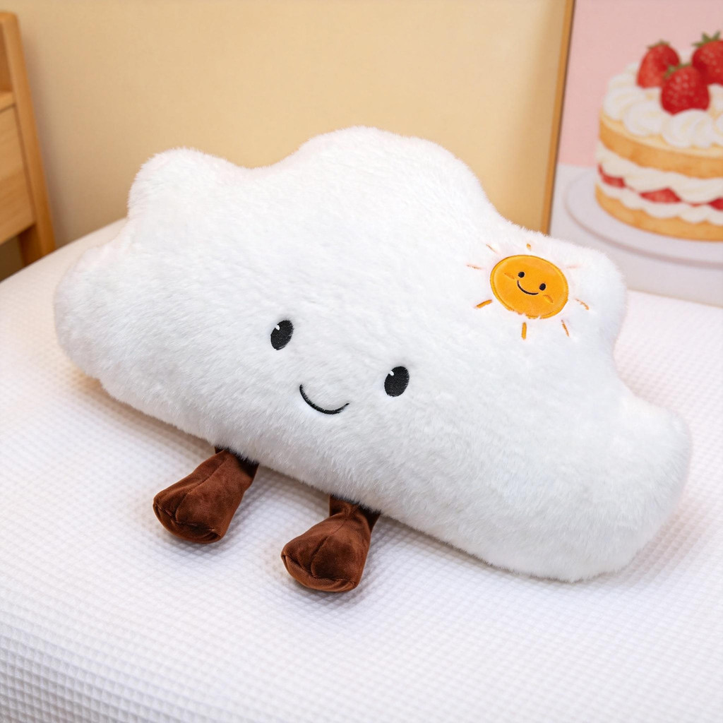 LumiTots Smiley Cloud Pillow ของเล่นตุ๊กตาการ์ตูน Cloud Pillow Home หมอนโซฟา Sleeping Leg Press Doll